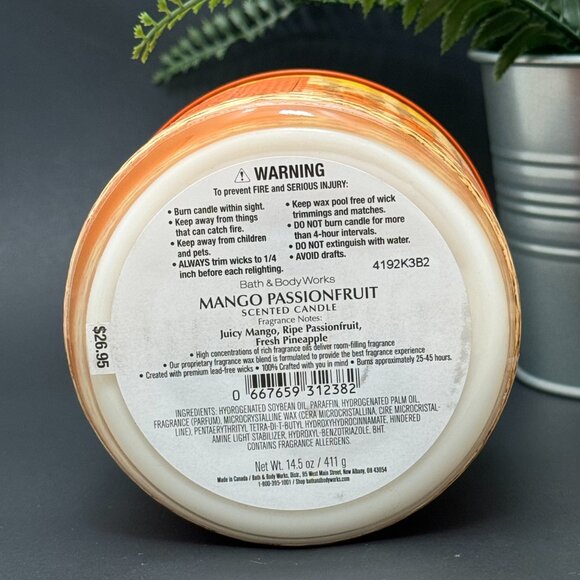 BBW Mango Passionfruit Bath & Body Works 3 Wick Candle - Picture 9 of 10